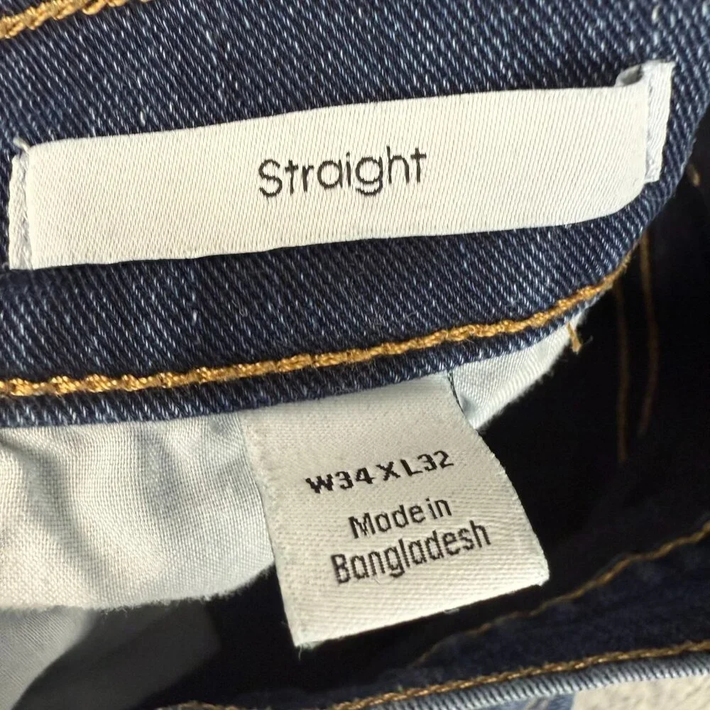 Calvin‎ Klein Jeans Mens 34x32 Regular Straight Leg Dark Wash Blue Denim Stretch